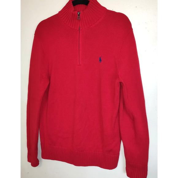 Ralph Lauren Other - Ralph Lauren Mock Turtleneck Sweater Blue Label Men's M 1/4 Zipper Red Cotton